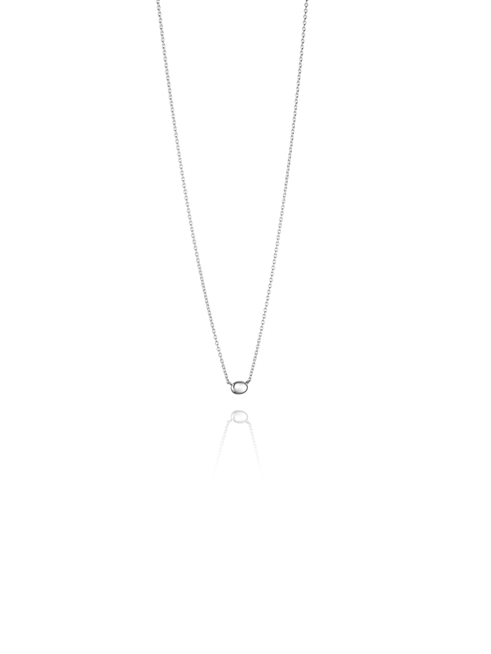 Efva Attling Love Bead 10-100-01208 halsband har en tunn silverkedja med en oval "love bead"-pärla fäst I mitten.