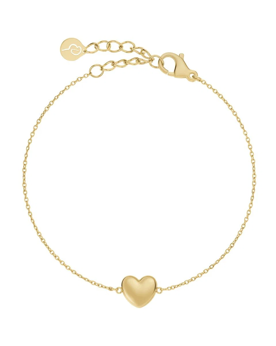 Guldpläterat Edblad Barley Gold armband 120057 med hjärtdekor och ankarkedja