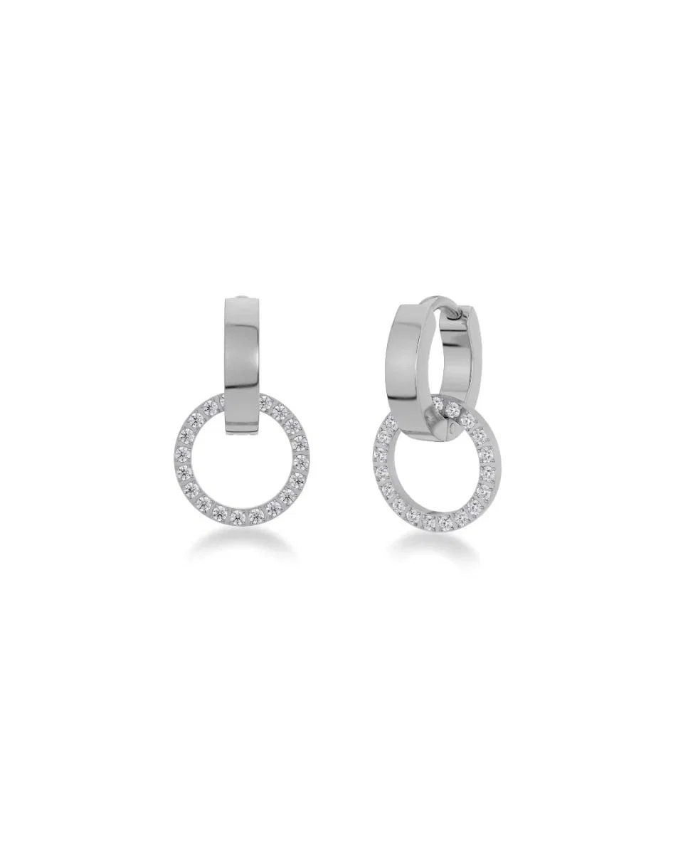 Edblad Eternal Orbit Earrings Silver örhängen i blankt stål med zirkonior 120175