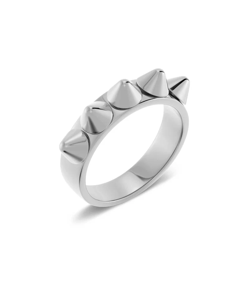 Teräksinen Edblad Peak Ring Single Silver -niittisormus 124722 viistosta