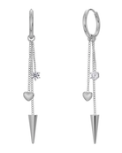 Teräksiset Edblad Peak Hoops Multi Heart Silver -rengaskorvakorut ketjuilla 127224