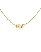 Guldpläterat Edblad Margot Necklace Gold pärlemorhalsband 130425 i närbild