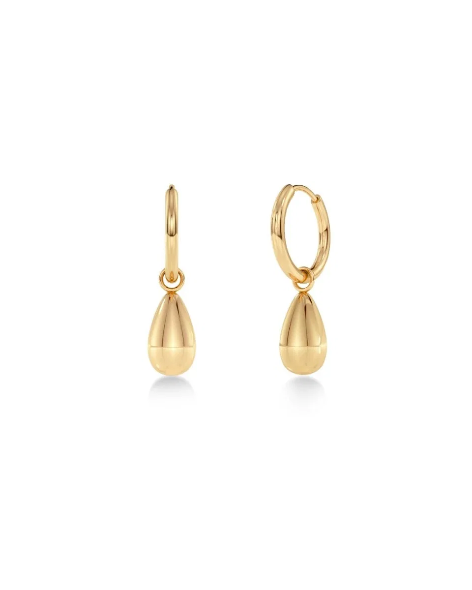 Guldpläterade Edblad Drop Mini Hoops Gold ringörhängen med droppberlock 130605
