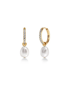 Guldpläterade Edblad Perla Hoops Sparkle Gold pärlörhängen med stenar 130660