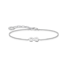 Thomas Sabo Infinity Pendant-armband A2161-001-21 är ett ljust silverfärgat smycke med en tunn kedja och en slät evighetssymbol.