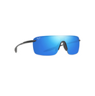 Maui Jim Pālulu Black Matte -aurinkolasit kuvattuna viistosta, jossa näkyvät kaareva maskilinssi, säädettävä satulasilta ja virtaviivaiset nailonsangat.