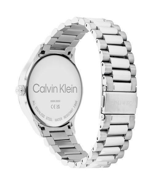 Calvin Klein Iconic Bracelet CK25200036 klockans baksida är silverfärgad.