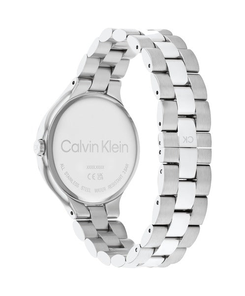 Calvin Klein Linked CK25200128 klockans baksida är silverfärgad.