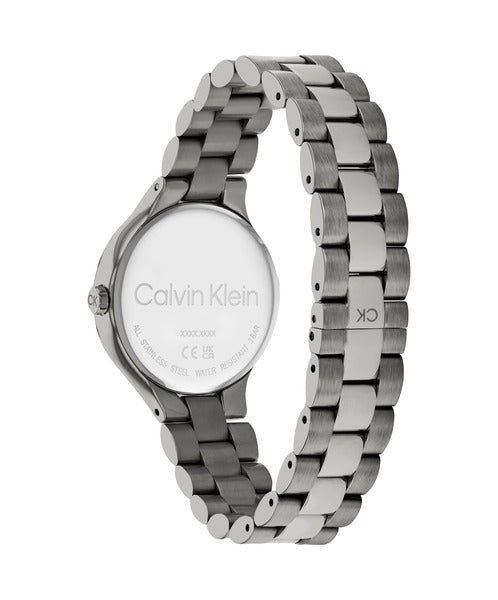 Calvin Klein Linked CK25200130 klockans baksida är silverfärgad.
