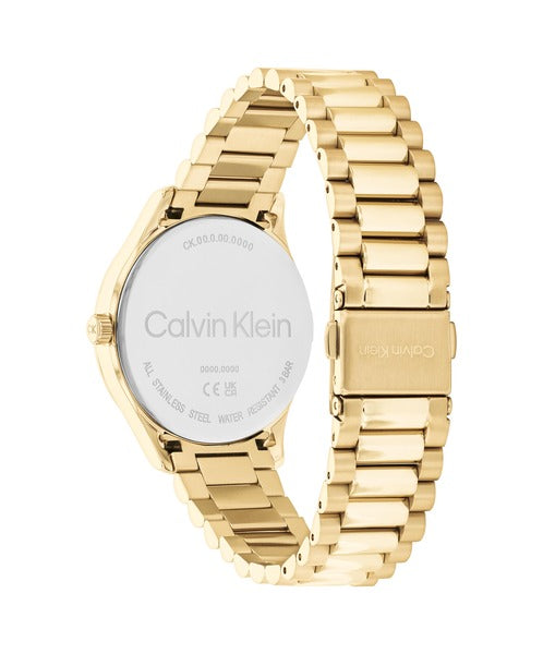 Calvin Klein Burst CK25200232 klockans baksida är silverfärgad.