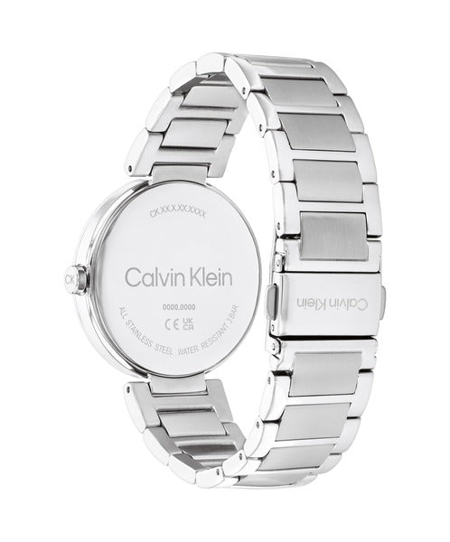 Calvin Klein Sensation CK25200249 klockans baksida är silverfärgad.
