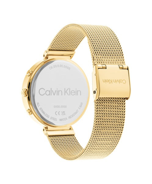 Calvin Klein Minimalistic T-Bar CK25200287 klockans baksida är silverfärgad.