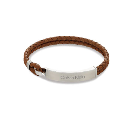 Calvin Klein Iconic For Him CKJ35000405 armbandet är tillverkat av brunt läder och har detaljer i borstat stål.