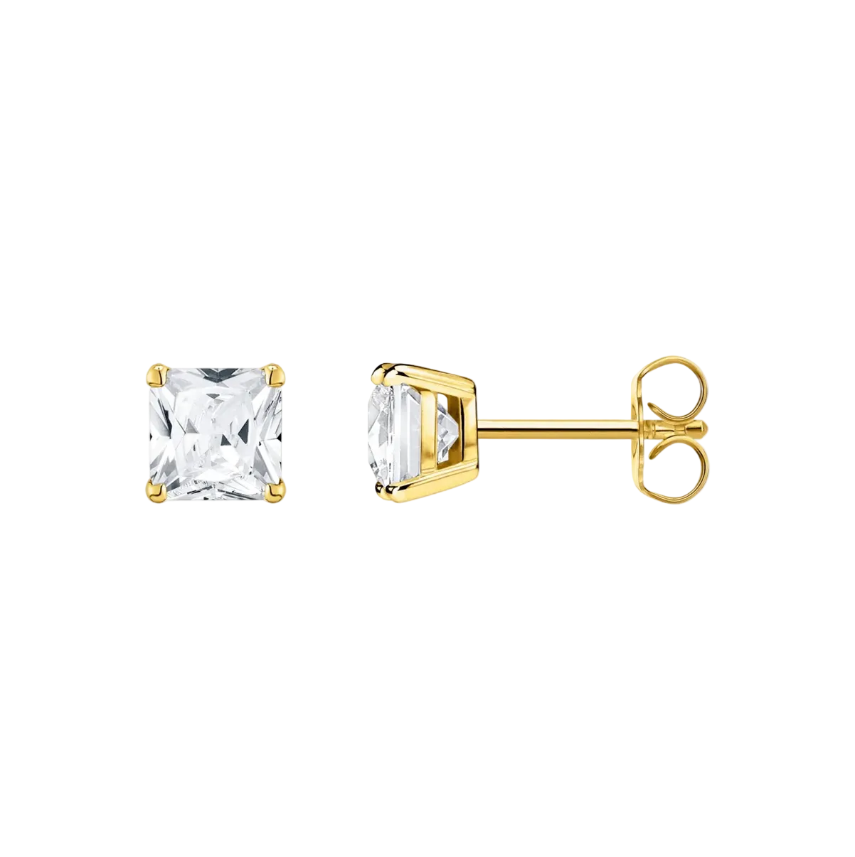 Thomas Sabo 18k kullatut nappikorvakorut neliönmuotoisella kirkkaalla zirconialla.
