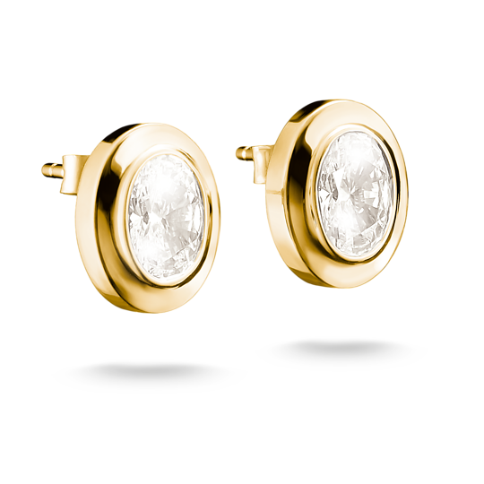 Guldfärgade 18K guldpläterade Thomas Sabo örhängen med oval sten.