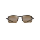 Kevyet, puolikehyksettömät Maui Jim Hoʻokipa Ultra G -urheilulasit suoraan edestä katsottuna. Mattaruskea minimaalinen runko ja lämpimän pronssiset HCL Bronze -linssit.