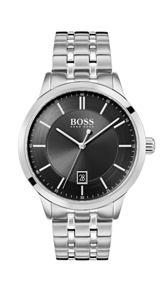 Hugo Boss Officer 1513614 herrklocka i stål med mörkgrå urtavla.
