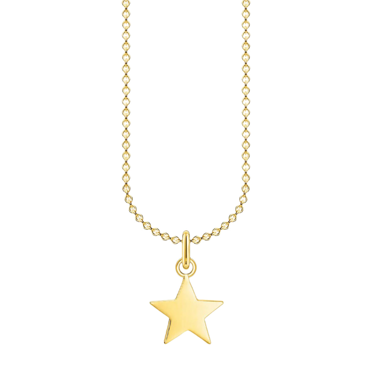 Thomas Sabo Star Gold KE2053-413-39 halsband har en tunn, förgylld silverkedja och ett stjärnformat slätt hänge.
