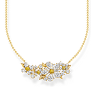 Thomas Sabo Gold-Plated Flower Necklace Lovely Daisy With Stones KE2085-414-4-L45V halsband har en tunn, förgylld silverkedja dekorerad med en vacker bukett prästkragar.