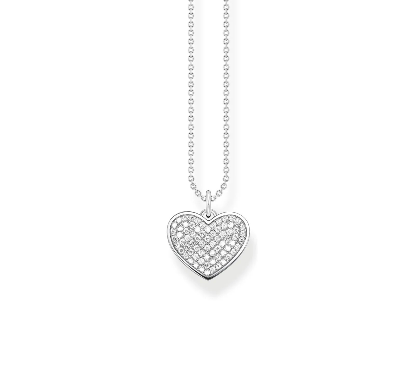 Hopeinen Thomas Sabo Glam & Soul KE2127-051-14 White Heart -kaulakoru zirkonioilla koristellulla sydänriipuksella.