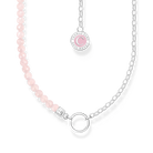 Thomas Sabo Charm Necklace With Beads KE2190-067-9-L45 halsband med rosenkvarts-pärlor på ena sidan och silverkedja på andra sidan. I mitten en silverring för att hänga charms.