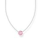 Thomas Sabo Necklace With Zirconia Pendant KE2210-051-9-L45V har en tunn silverkedja dekorerad med en rund rosa zirkon.