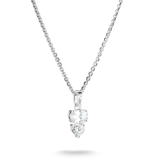 Thomas Sabo-halsband i silver med ett hänge bestående av en klar hjärtformad och en oval zirkonia.