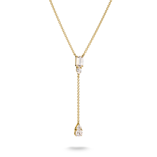 Guldfärgad Thomas Sabo Bold Elegance-halsband med oktagon- och droppslipade stenar.