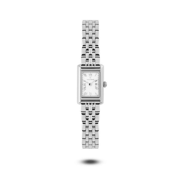 Mockberg Timeless Petite Silver MB1772 hopeansävyinen naisten rannekello valkoisella kellotaululla