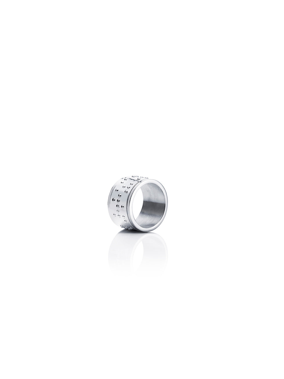 Bred Efva Attling Make Love Not War silverring med punktskrift, artikelnummer 13-100-00468.