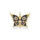 Thomas Sabo Star And Moon Butterfly PE929-963-7 är ett förgyllt fjärilshänge i silver med mörkblå vingar. Fjärilen är dekorerad med mån- och stjärnmotiv samt färgglada ädelstenar.