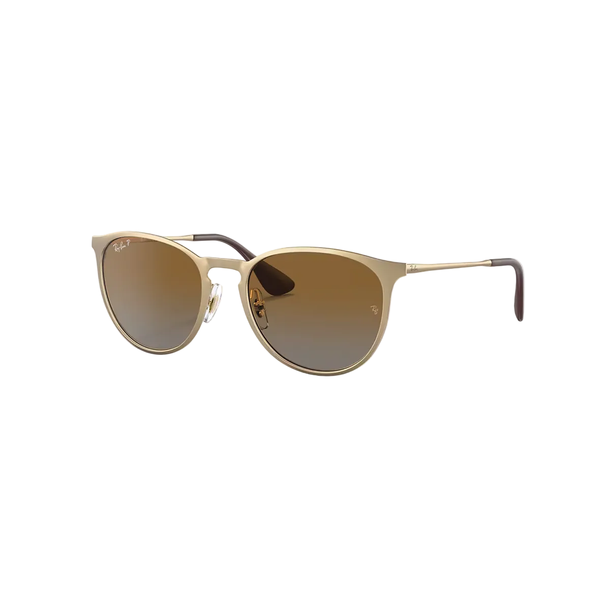 Ray-Ban RB3539 Erika Metal 112/T5 -aurinkolasit, mattakultainen metallikehys ja ruskea polarisoitu linssi