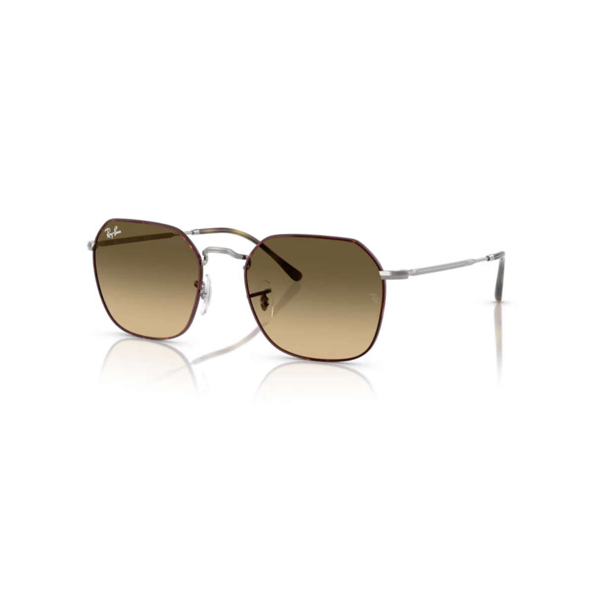 Ray-Ban Jim RB3694 aurinkolasit gunmetal-metallirungolla ja vintage-henkisillä ruskeilla liukuvärjätyillä mineraalilasilinsseillä.