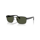 Ray-Ban RB3750 aurinkolasit kuvattuna viistosti edestä, tuoden esiin kiiltävän mustat metallikehykset ja suorakaiteen muotoiset linssit.