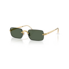 Ramlösa Ray-Ban RB3928 By A$AP Rocky solglasögon med guldfärgade metallskalmar och klassiska mörkgröna linser.