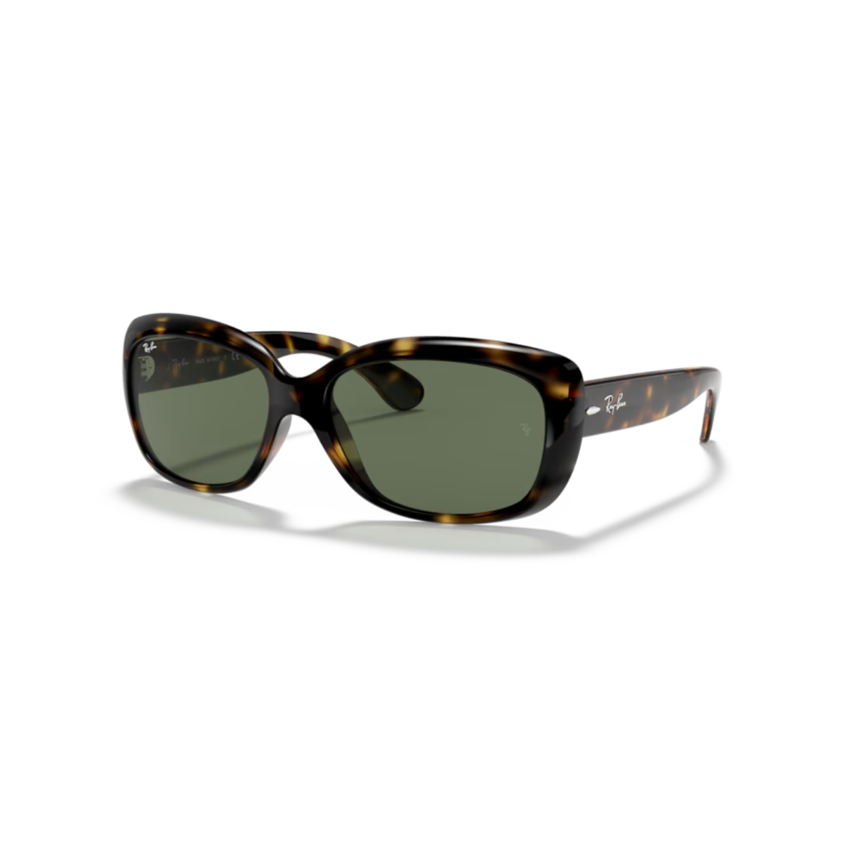 Ray-Ban Jackie Ohh solglasögon i ljus Havana-båge med klassiska gröna linser.