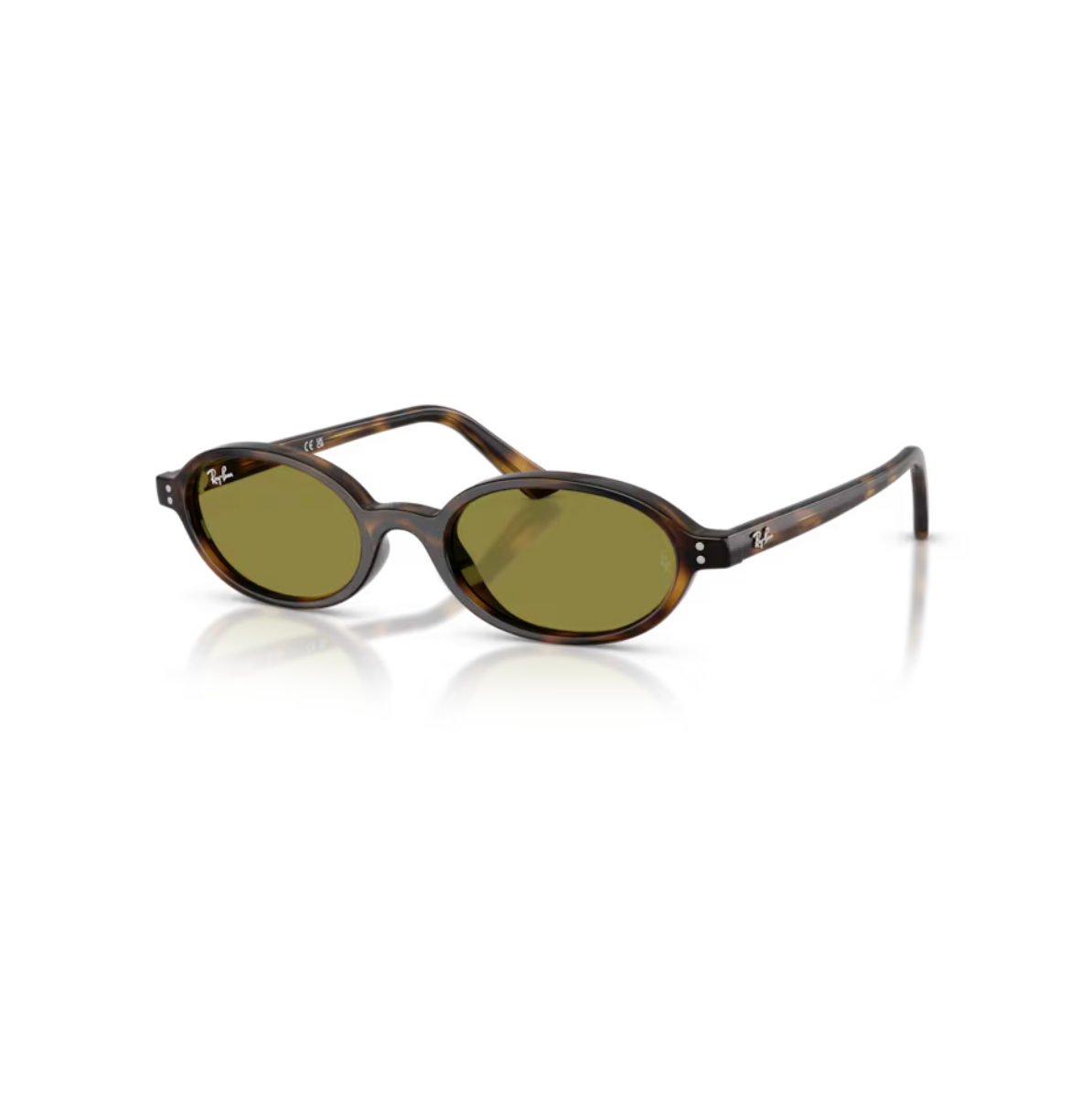 Ray-Ban Khal RB4472 1359/2 Havana / Green solglasögon med havannafärgad båge och gröna linser.