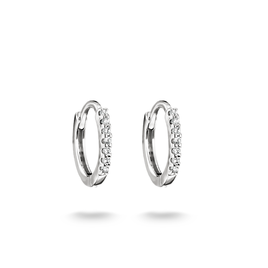 Fina Thomas Sabo SCH150373 creoler i silver med en rad av zirkonia sedda framifrån.