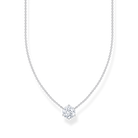 Thomas Sabo Zirconia Pendant SCKE150394-halsbandet har en tunn silverkedja och ett vitt zirkonhänge.