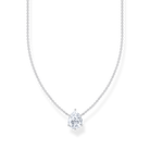 Thomas Sabo Zirconia Pendant SCKE150396-halsbandet har en tunn silverkedja och ett vitt droppformat zirkonhänge.