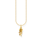 Thomas Sabo Rose Pendant SCKE150401-halsbandet har en tunn guldpläterad kedja och ett rosenhänge.