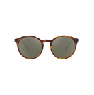 Pyöreät Serengeti Leonora SS028009 -aurinkolasit edestä kuvattuna. Perinteinen ruskea kilpikonnakuvioinen asetaattikehys (Classic Tortoise) ja vihreät 555nm-mineraalilinssit.