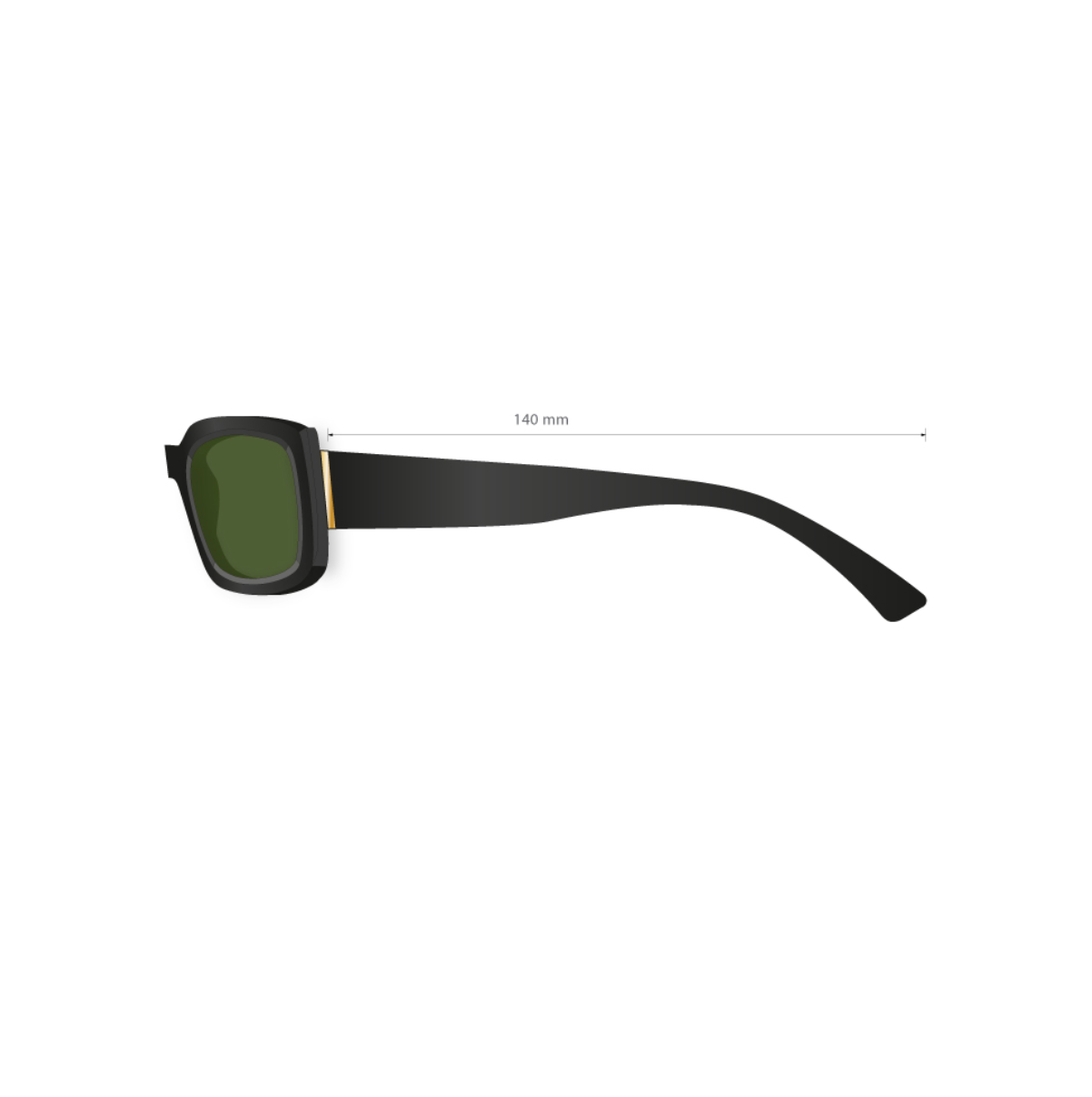 Teknisk måttskiss framifrån för Serengeti Nicholson solglasögon. Bilden visar total bredd från gångjärn till gångjärn 127 mm, näsbryggans bredd 21 mm och bågens höjd 35 mm.