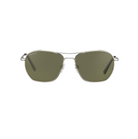 Moderna Serengeti Lunger SS545002 pilotsolglasögon fotograferade rakt framifrån. Glänsande silver metallbåge (Shiny Silver), dubbelbrygga och gröna Mineral Polarized 555nm minerallinser.