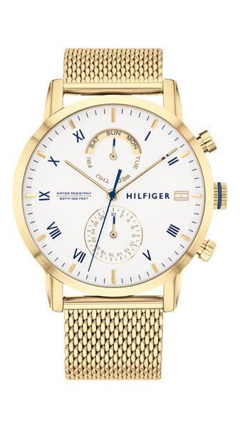 Kullanvärinen Tommy Hilfiger Kane miesten rannekello TH1710403 mesh-rannekkeella