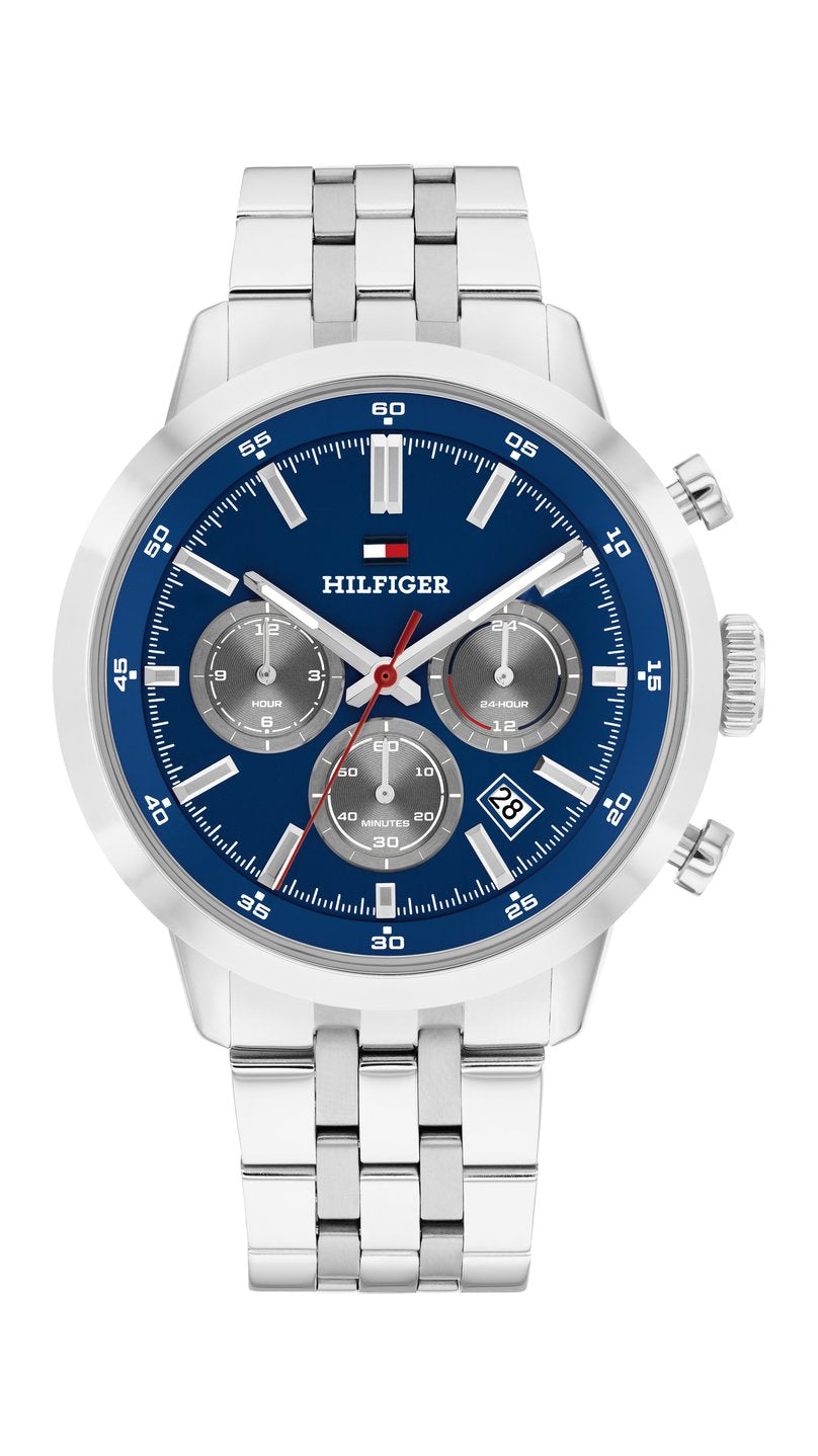 Tommy Hilfiger TH1710753 herrklocka i rostfritt stål med blå urtavla.