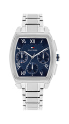 Miesten Tommy Hilfiger TH1710763 -rannekello teräsrannekkeella ja sinisellä kellotaululla.