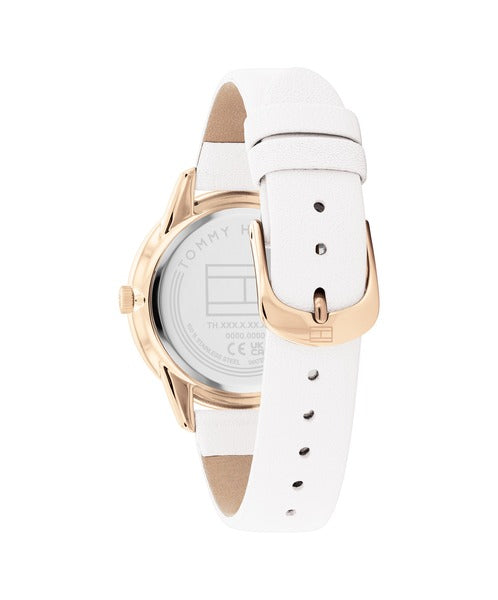Tommy Hilfiger Paige TH1782543 klockans baksida är silverfärgad.