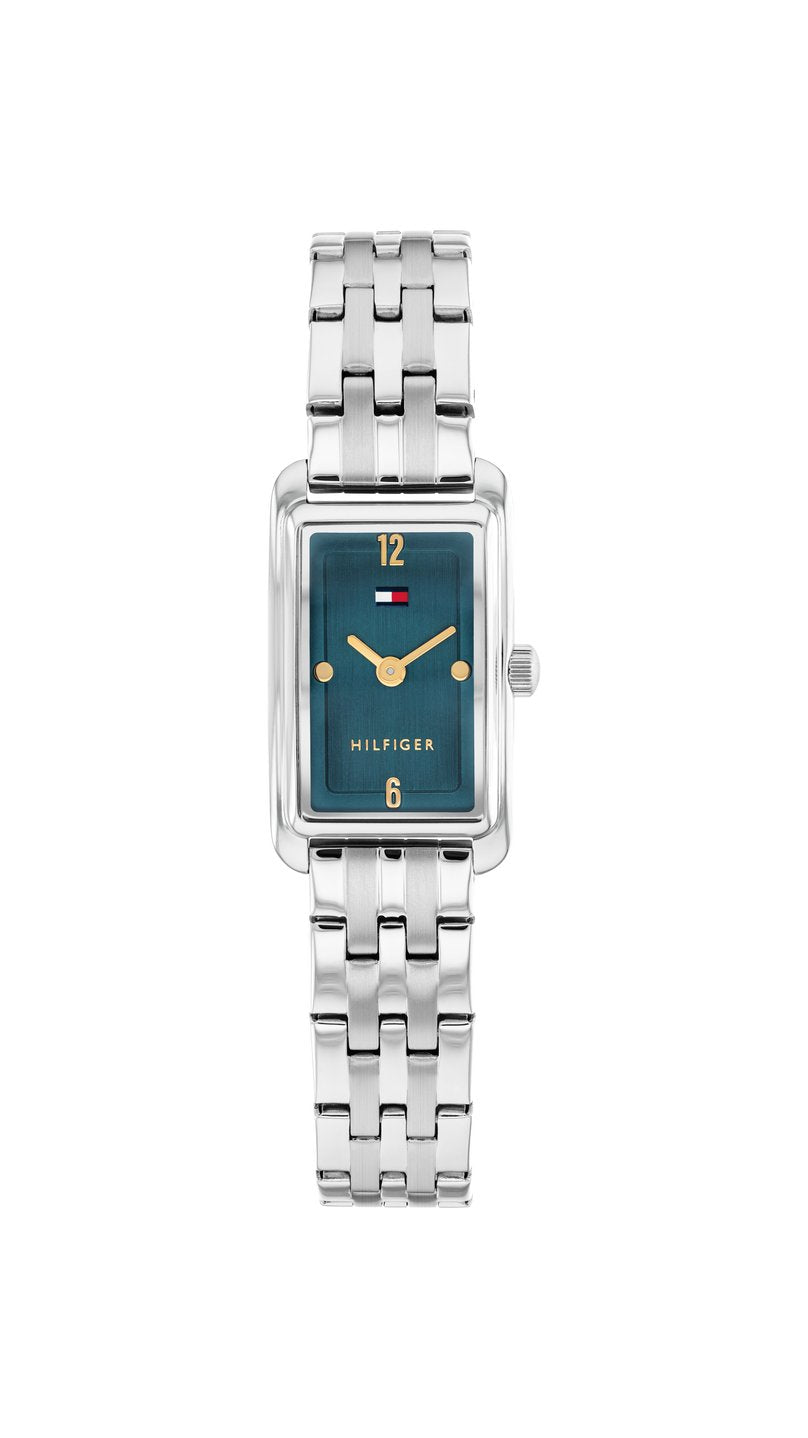 Mycket smidig Tommy Hilfiger TH1782862 damklocka med stålarmband och blå urtavla.