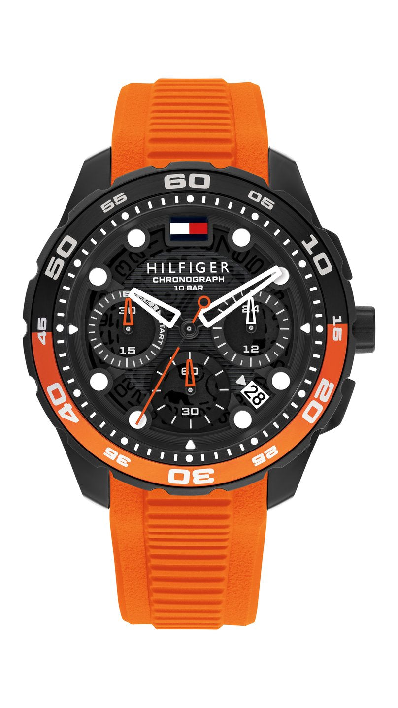 Tommy Hilfiger TH1792234 herrkronograf med orange silikonarmband.